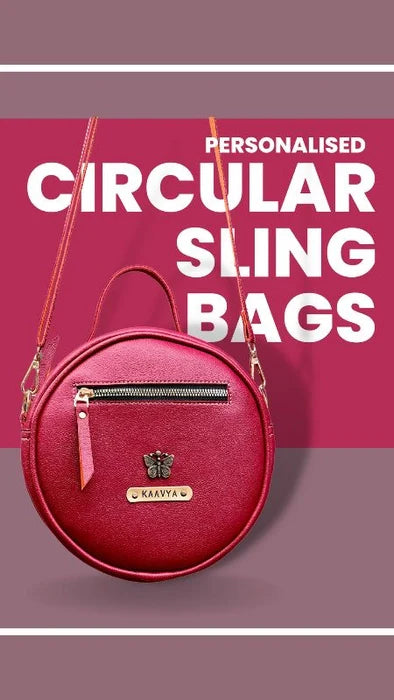 circular ladies sling bag's personalized