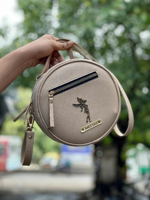 circular ladies sling bag's personalized