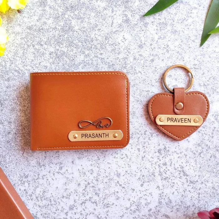 Personalized Men's Wallet & heart Keychain Combo 2.0