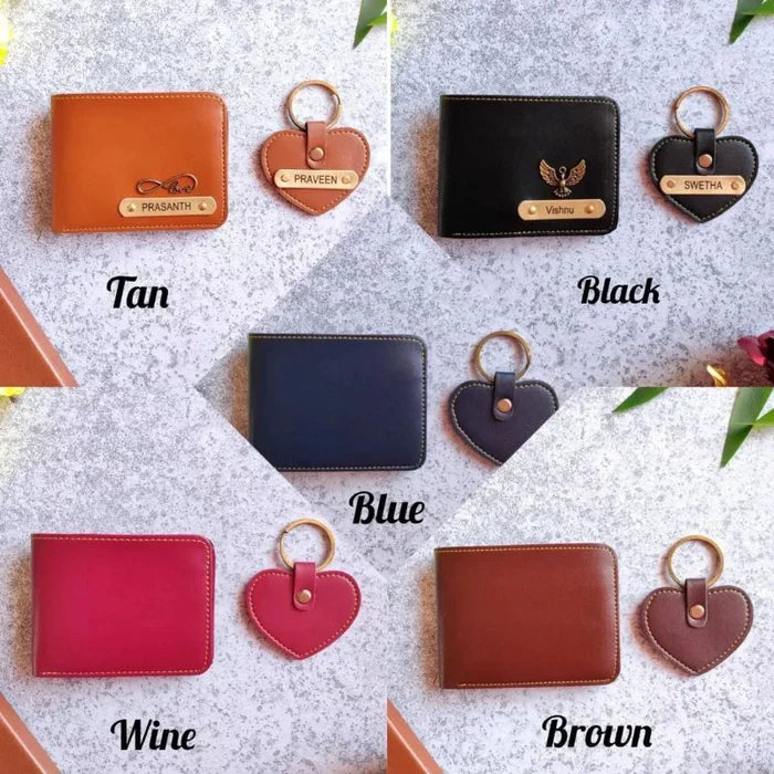 Personalized Men's Wallet & heart Keychain Combo 2.0