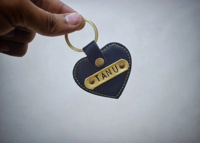 Personalized Heart Shape Pu leather Keychains