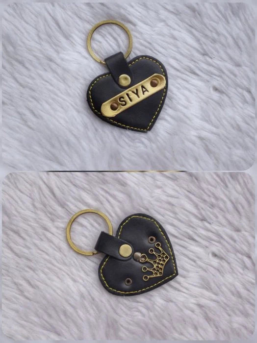 Personalized Heart Shape Pu leather Keychains