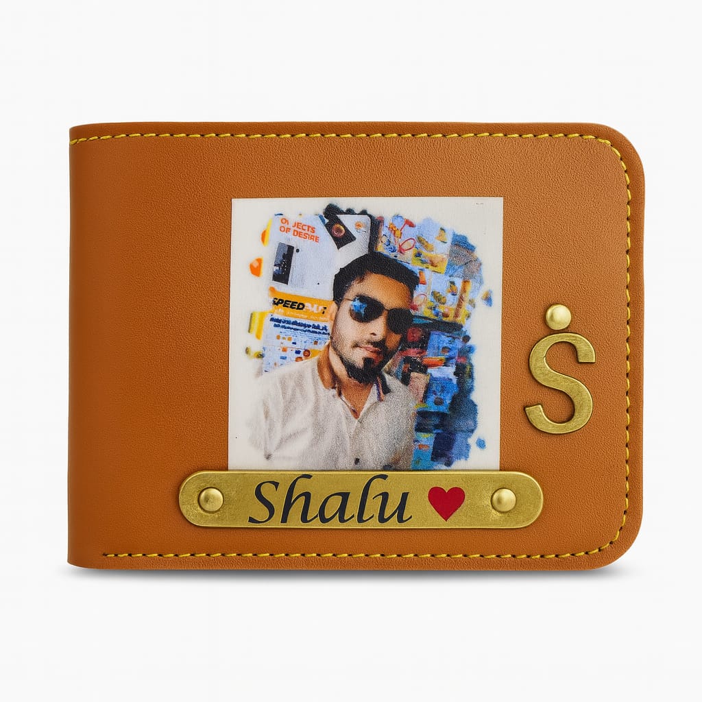 Photo wallet uv printed customised with name and charm